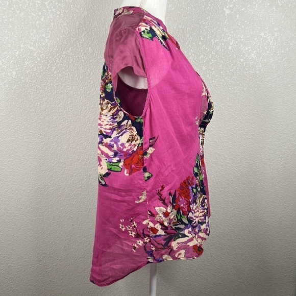 Soft Surroundings Purple & Cream Floral 2 Piece Short Sleeve Top Size Small - Picture 4 of 7